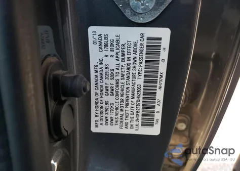 2013 Honda Civic Ex from USA, damaged, VIN 2HGFB2F87DH523063